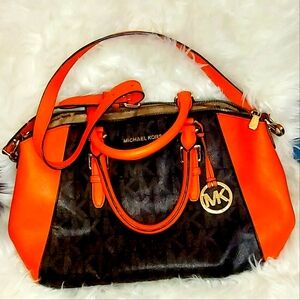 Pre-Owned Michael Kors Orange Colorblock Handle Satchel Handbag